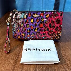 Brahmin NWOT Daisy - Stampede - Vibrant Animal Print Leather Wristlet Clutch